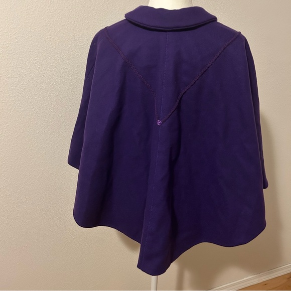 Vintage Pendleton purple wool cape poncho satin lined rose detail one size fall - Picture 3 of 8
